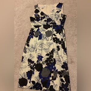 Floral Sleeveless Dress - Black, Blue, and White